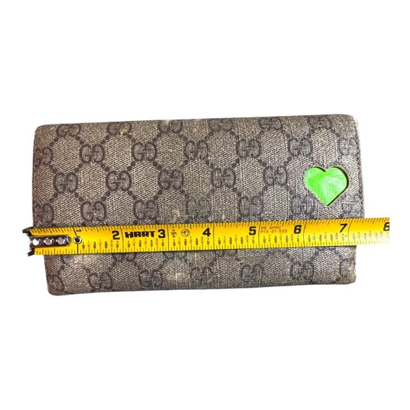 Gucci Authentic GG Canvas Green Heart Patch Wallet Monogram Limited Edition READ - Picture 5 of 13
